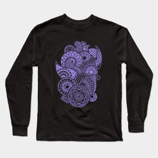 Abstract Mandala design (light purple on black) Long Sleeve T-Shirt